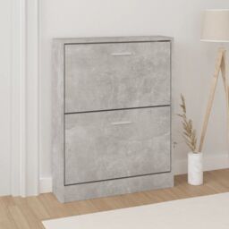Berkfield Home Shoe Cabinet Concrete Grey 59x17x81 cm Engineered Wood - Size: 59 x 17 x 81 cm - thumbnail 1