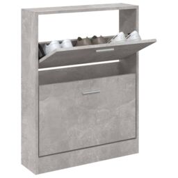 Berkfield Home Shoe Cabinet Concrete Grey 59x17x81 cm Engineered Wood - Size: 59 x 17 x 81 cm - thumbnail 3
