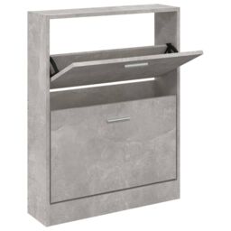 Berkfield Home Shoe Cabinet Concrete Grey 59x17x81 cm Engineered Wood - Size: 59 x 17 x 81 cm - thumbnail 2