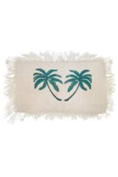 KDMD Linen Cushion Cover 30x50cm Palm Tree with Fringe in Off-White - Size: 30x50 cm