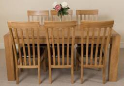 Thats Furniture Kuba 180 x 90 cm Chunky Oak Dining Table & 6 Harvard Chairs in Brown - thumbnail 2