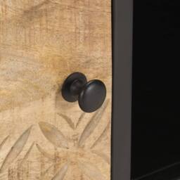 Berkfield Home TV Cabinet with Carved Door 130x30x40 cm Rough Mango Wood in Brown - Size: 130 x 30 x 40 cm - thumbnail 6