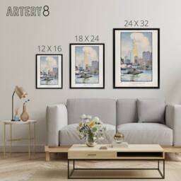 "Artery8 The Woolworth Building from the Ferry Elmer Framed Canvas Wall Art in White - Size: W12"" x H16""" - thumbnail 4