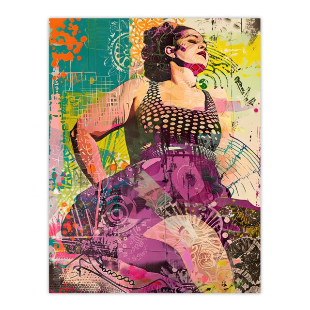 "Artery8 Big is Beautiful Bright Colourful Woman Portrait Wall Art Print - Size: W12"" x H16""" - image 1