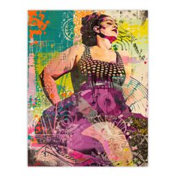 "Artery8 Big is Beautiful Bright Colourful Woman Portrait Wall Art Print - Size: W12"" x H16""" - thumbnail 1