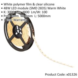 Loops Flexible IP65 LED Tape Light - 5m Reel - 48W Warm White LEDs - Self-Adhesive - thumbnail 2