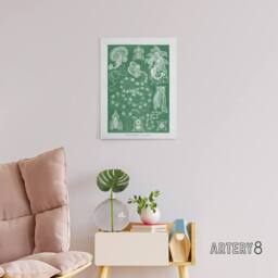 "Artery8 Siphonophorae Vintage Marine Haeckel Botanical Canvas Wall Art in Green - Size: W18"" x H24""" - thumbnail 3
