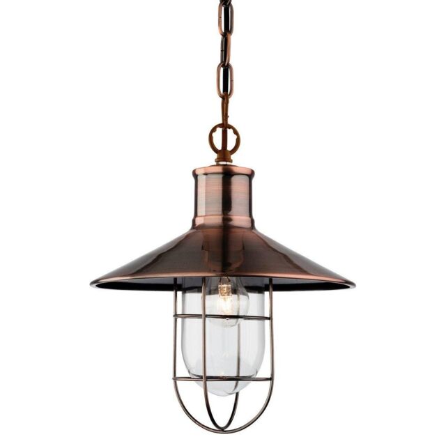 Netlighting Crescent 1 Light Wire Ceiling Pendant Antique Copper E27 in Brown