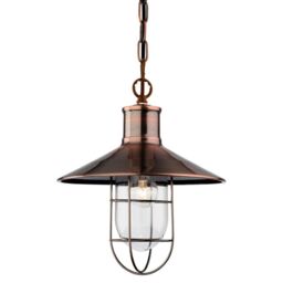 Netlighting Crescent 1 Light Wire Ceiling Pendant Antique Copper E27 in Brown