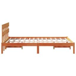 Berkfield Home Modern Bed Frame with Headboard Wax Brown 140x190 cm Solid Wood Pine - thumbnail 6