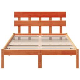 Berkfield Home Modern Bed Frame with Headboard Wax Brown 140x190 cm Solid Wood Pine - thumbnail 5