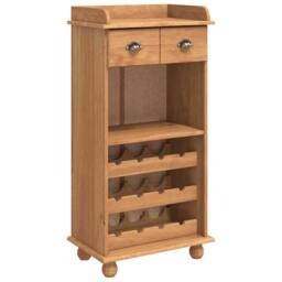 Berkfield Home Wine Cabinet ASKIM with 12 Bottle Holders Honey Brown Solid Wood Pine