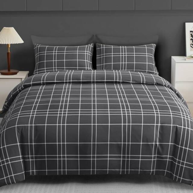 Grace Premium Microfiber Reversible King Size Duvet Cover Sets Ultrasoft in Charcoal - Size: Single - image 1