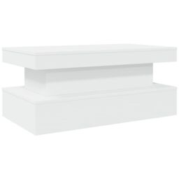 Berkfield Home Coffee Table with LED Lights White 90x50x40 cm - Size: 90 x 50 x 40 cm - thumbnail 3