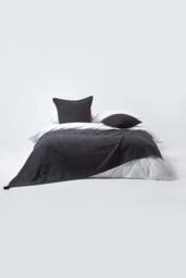 Homescapes Cotton Rajput Ribbed Throw in Black - Size: 225 cm x 255 cm - thumbnail 3