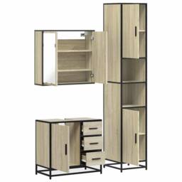 Berkfield Home Durable 3 Piece Bathroom Furniture Set Sonoma Oak Engineered Wood in Tan - thumbnail 8