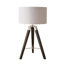 ValueLights Clipper Black Wood Tripod Table Lamp With Medium Grey Shade - thumbnail 2