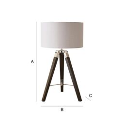 ValueLights Clipper Black Wood Tripod Table Lamp With Medium Grey Shade - thumbnail 7