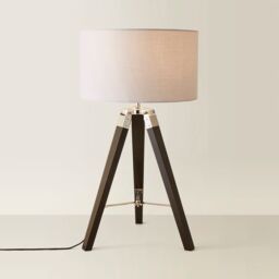 ValueLights Clipper Black Wood Tripod Table Lamp With Medium Grey Shade - thumbnail 6