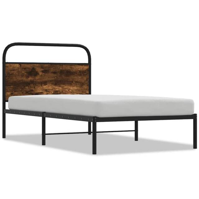 Berkfield Home Bed Frame Without Mattress 100x190 cm Smoked Oak Engineered Wood in Brown - image 1