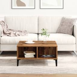 Berkfield Home Coffee Table Old Wood 60x60x30 cm Engineered Wood in Brown - Size: 60 x 60 x 30 cm - thumbnail 4