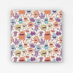"Warren Reed - Designer Playful Halloween Monsters Canvas in Purple - Size: W16"" x H16""" - thumbnail 1