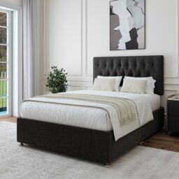 Bedmaster Linen 4 Drawer Divan Base & Button Headboard in Mauve - Size: Small Double - thumbnail 3