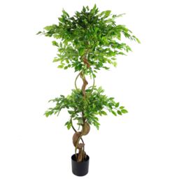 Leaf 150cm Twisted Trunk Artificial Japanese Fruticosa Style Ficus Tree in Green - thumbnail 2
