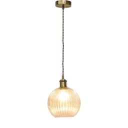 First Choice Lighting Set of 2 Betchley - Clear Ribbed Globe Antique Brass Light Fittings - thumbnail 3
