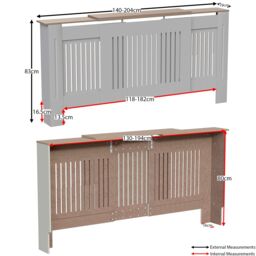 Home Discount Vida Designs Arlington Adjustable Radiator Cover 830x1400-2040x190 mm in Grey - thumbnail 6