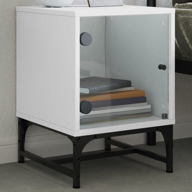 Berkfield Home Bedside Cabinet with Glass Door White 35x37x50 cm - Size: 35 x 37 x 50 cm - image 1