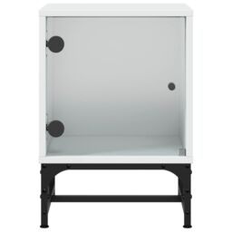 Berkfield Home Bedside Cabinet with Glass Door White 35x37x50 cm - Size: 35 x 37 x 50 cm - thumbnail 6