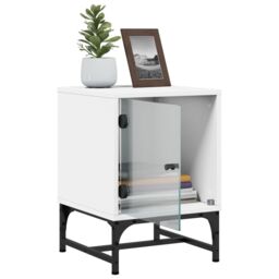 Berkfield Home Bedside Cabinet with Glass Door White 35x37x50 cm - Size: 35 x 37 x 50 cm - thumbnail 5