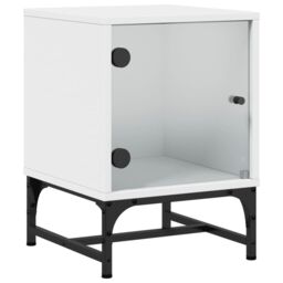 Berkfield Home Bedside Cabinet with Glass Door White 35x37x50 cm - Size: 35 x 37 x 50 cm - thumbnail 2