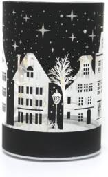 Shatchi 12cm Christmas Decorated Vase Led Deep Blue Glass Vase / Village - thumbnail 3