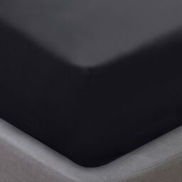 Smart Living Super Soft Microfibre Plain Dye Warm Cosy Bed Linen 32cm Fitted Sheet in Black - Size: Super King Fitted - thumbnail 2