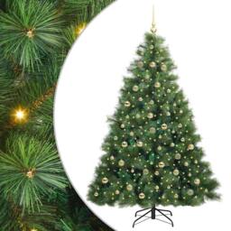 Berkfield Home Artificial Christmas Tree with 300 LEDs Green 210 cm PE & PVC - thumbnail 2