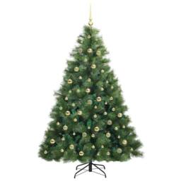 Berkfield Home Artificial Christmas Tree with 300 LEDs Green 210 cm PE & PVC - thumbnail 4