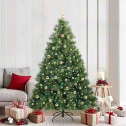 Berkfield Home Artificial Christmas Tree with 300 LEDs Green 210 cm PE & PVC
