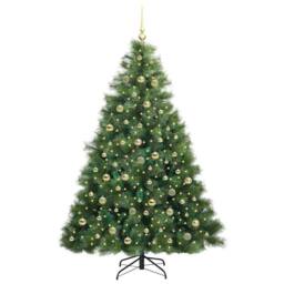 Berkfield Home Artificial Christmas Tree with 300 LEDs Green 210 cm PE & PVC - thumbnail 3