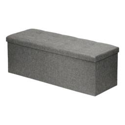 Harbour Housewares Large Foldable Storage Ottoman Bench Linen Finish - 111 x 37 x 39cm in Grey - Size: 111 x 37 x 39 cm
