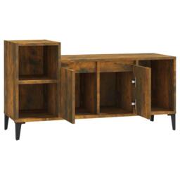 Berkfield Home TV Cabinet Smoked Oak 100x35x55 cm Engineered Wood in Brown - Size: 100 x 35 x 55 cm - thumbnail 6