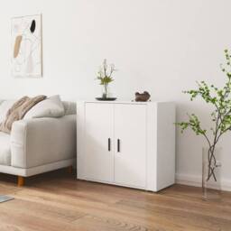 Berkfield Home Sideboard White 80x33x70 cm Engineered Wood - Size: 80 x 33 x 70 cm - thumbnail 2