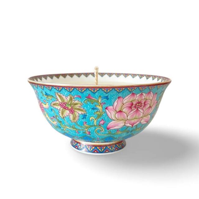 Candle Up Soul Bowl Teal Lotus Candle - image 1