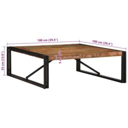 Berkfield Home Coffee Table Multicolour 100x100x35 cm Solid Wood Reclaimed - Size: 100 x 100 x 35 cm - thumbnail 9