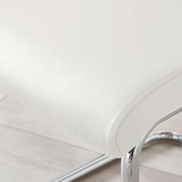 FurnitureboxUK 2x Lorenzo Faux Leather Chrome Dining Chairs in White - thumbnail 7