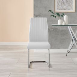 FurnitureboxUK 2x Lorenzo Faux Leather Chrome Dining Chairs in White - thumbnail 3