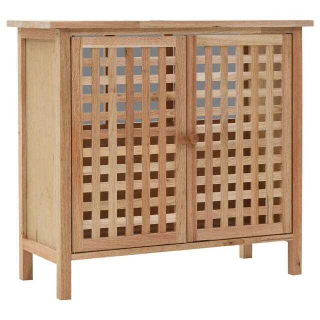 Berkfield Home Sink Cabinet with Mirror Solid Walnut Wood in Brown - image 1