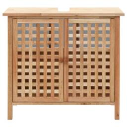 Berkfield Home Sink Cabinet with Mirror Solid Walnut Wood in Brown - thumbnail 3