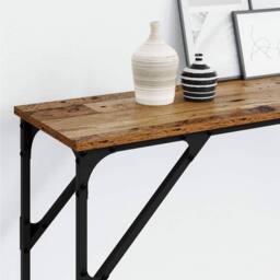 Berkfield Home Sturdy Console Table Old Wood 200x29x75 cm Engineered Wood in Brown - Size: 200 x 29 x 75 cm - thumbnail 4